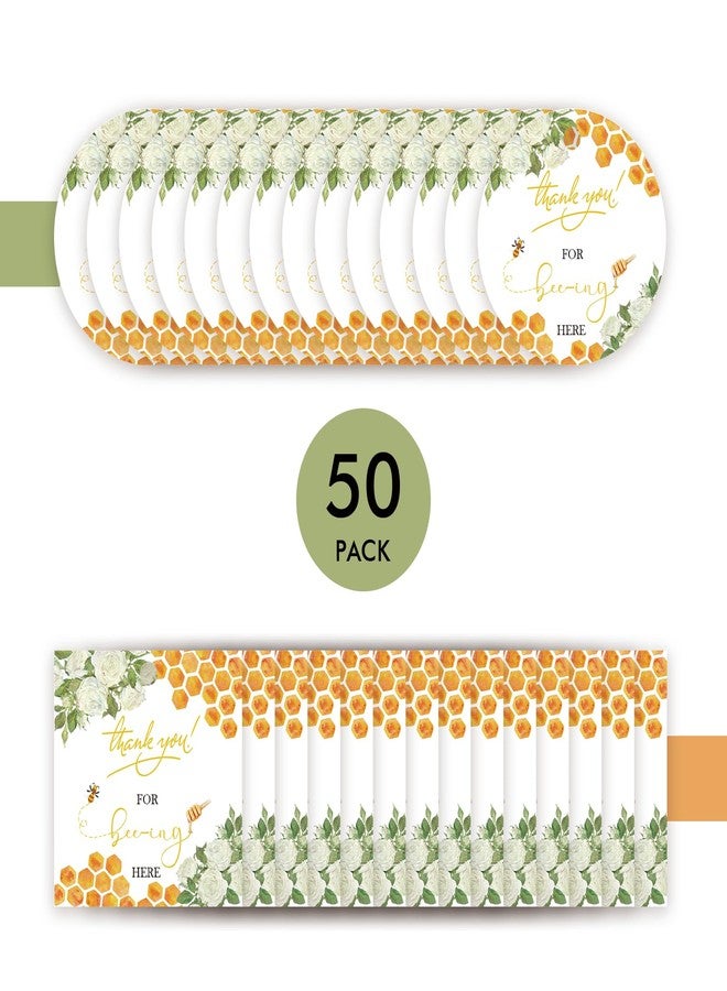 FORSHEEP 50pcs Bee Thank You Tags, Bee Gift Tag with String for Birthday Party, Round Thank You Paper Tags for Bee Themed 1st Birthday/Engagement/Honey Bridal Shower Party Favors - Image 3